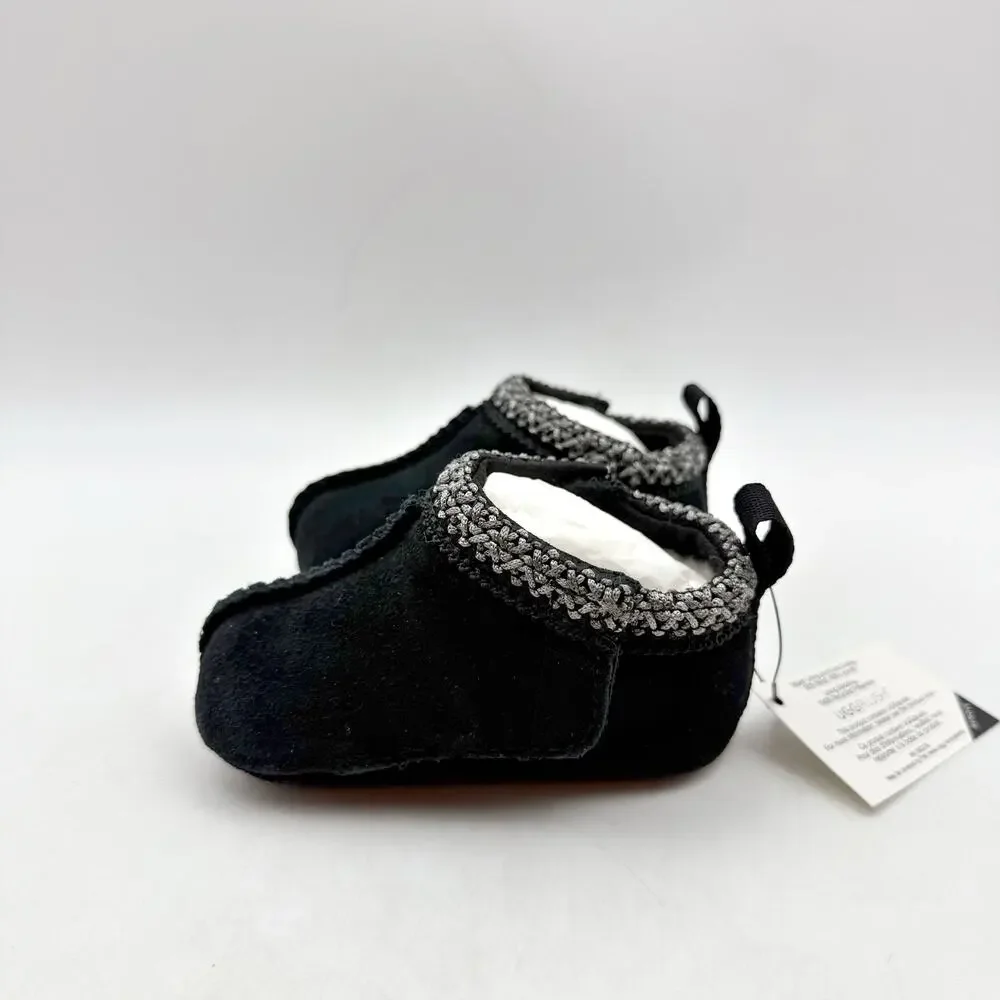 UGG Baby Tasman Slippers US 02/03 Small Black Suede NIB